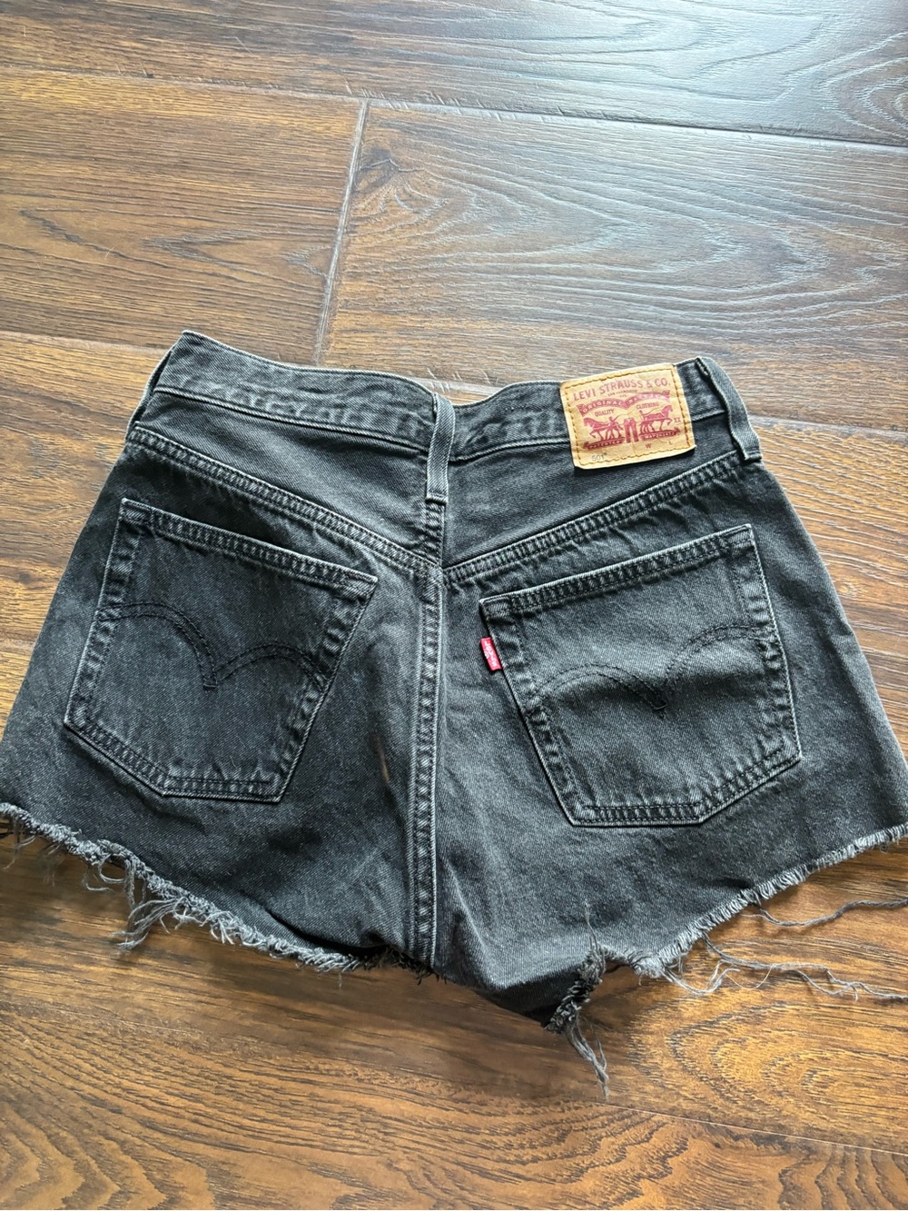 Levi's Black Raw-Hem High-Rise Denim Shorts
